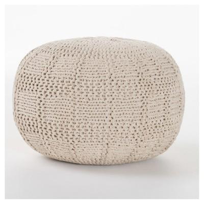 Yuny Pouf Ottoman - Ivory - Christopher Knight Home