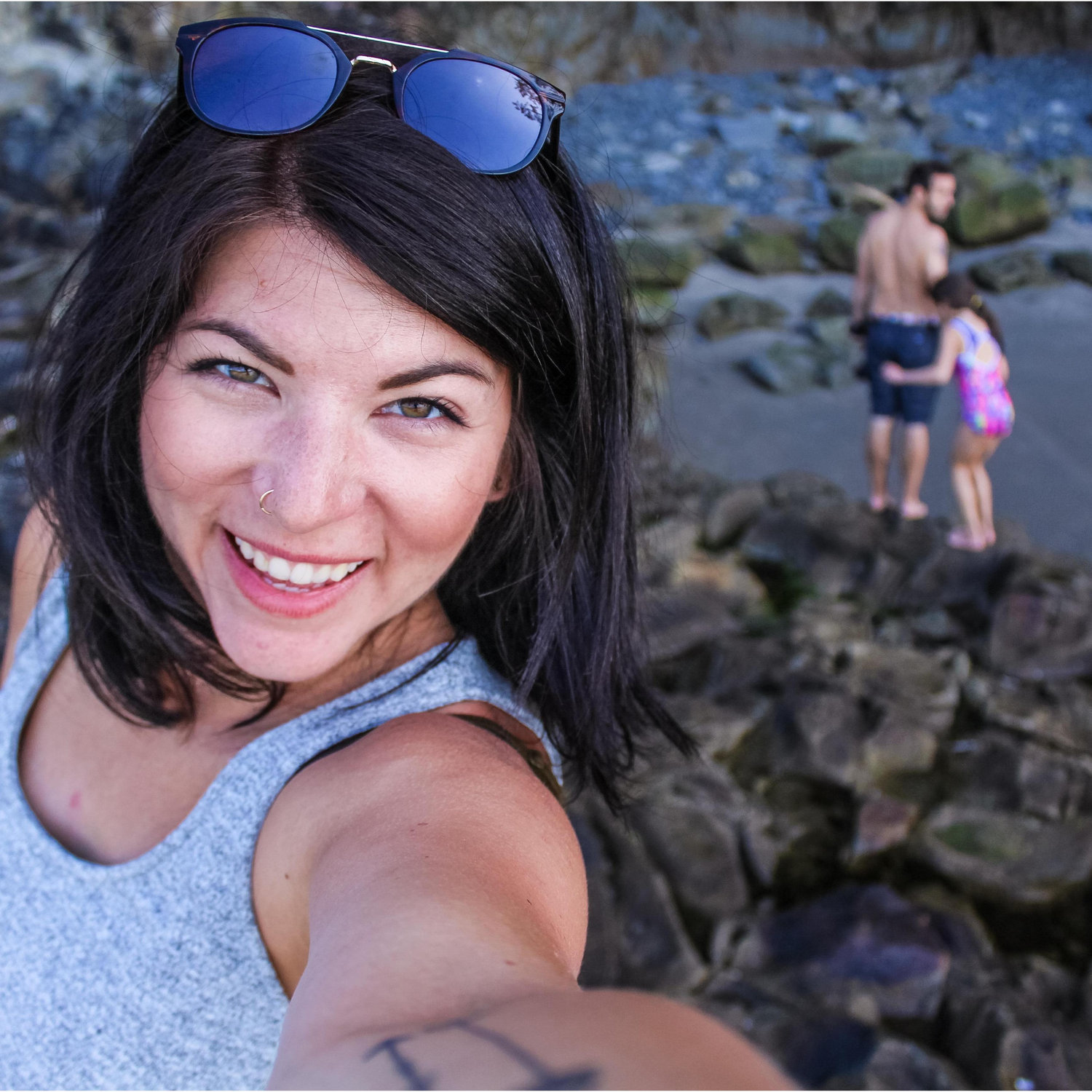 Daddy-Daughter hug photobomb.