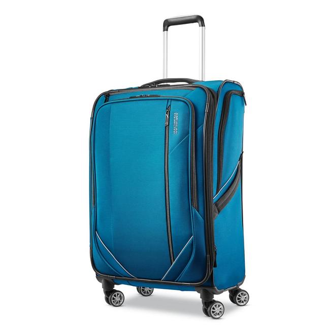 American Tourister Zoom Turbo Softside Large Checked Spinner Suitcase - Teal