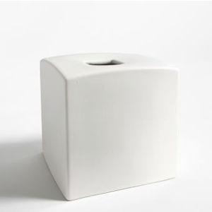 Mason Glazed Stoneware Tissue Box, Ivory