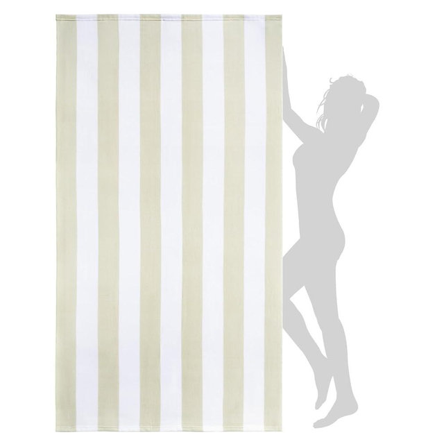 WILFA Extra Large Beach Towel - Oversized Mircofiber Beach Towel 40'' x 70'', XL Striped Lightweight Pool Towel, Big Cabana Swim Travel Towel for Adults Mens Women,Beige