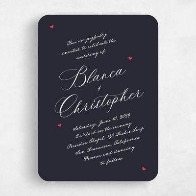 Ebony, Black Wedding Invitation - Estate Portrait