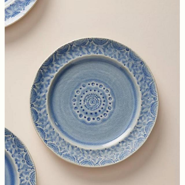 Anthropologie Old Havana Side Plates, Set of 4 (Iris Blue)