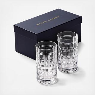 Hudson Plaid Highball Glass, Set of 2