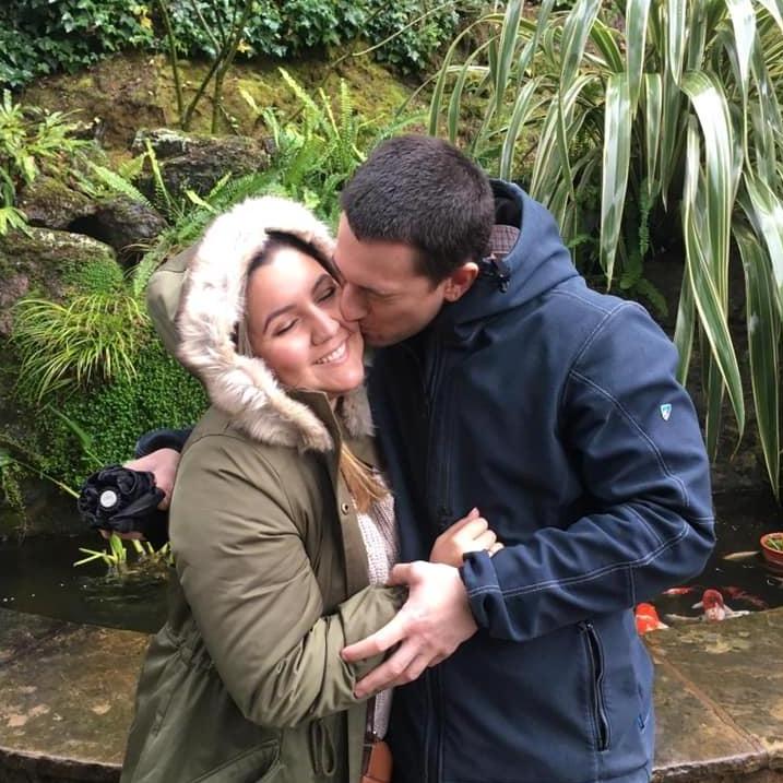 A birthday smooch on a rainy day