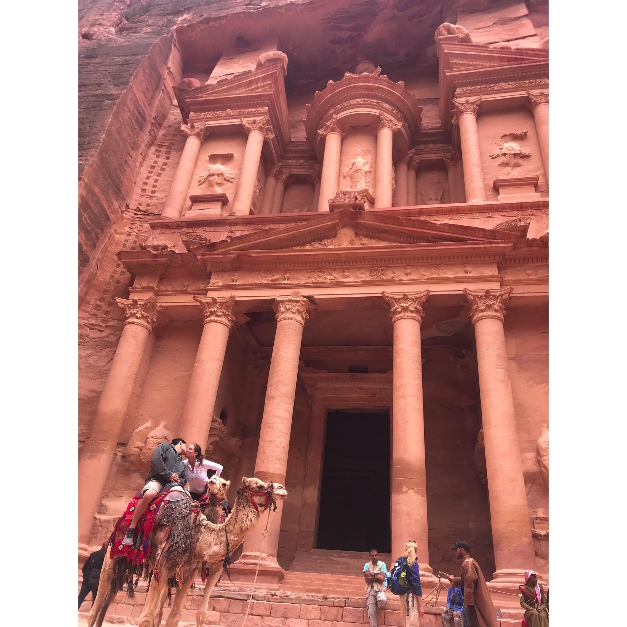 Riding camels in Petra