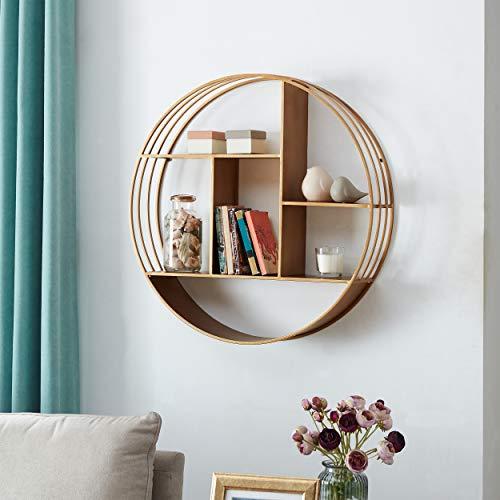 FirsTime & Co. Brooklyn Gold Circular Floating Shelf, 27.5" diameter x 6" depth