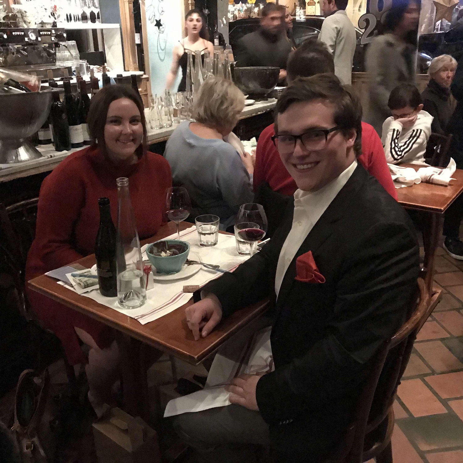 Our 1st Anniversary looking sharp for dinner at La Bicyclette, Carmel, CA (12.31.19)