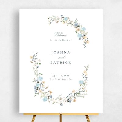 Dusty Blue Wedding Sign - Laurelwood Portrait