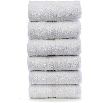 Turkish Luxury Hotel & Spa 16"x30" Hand Towel Set of 6 Turkish Cotton - Organic Eco-Friendly (Hand Towels, White)