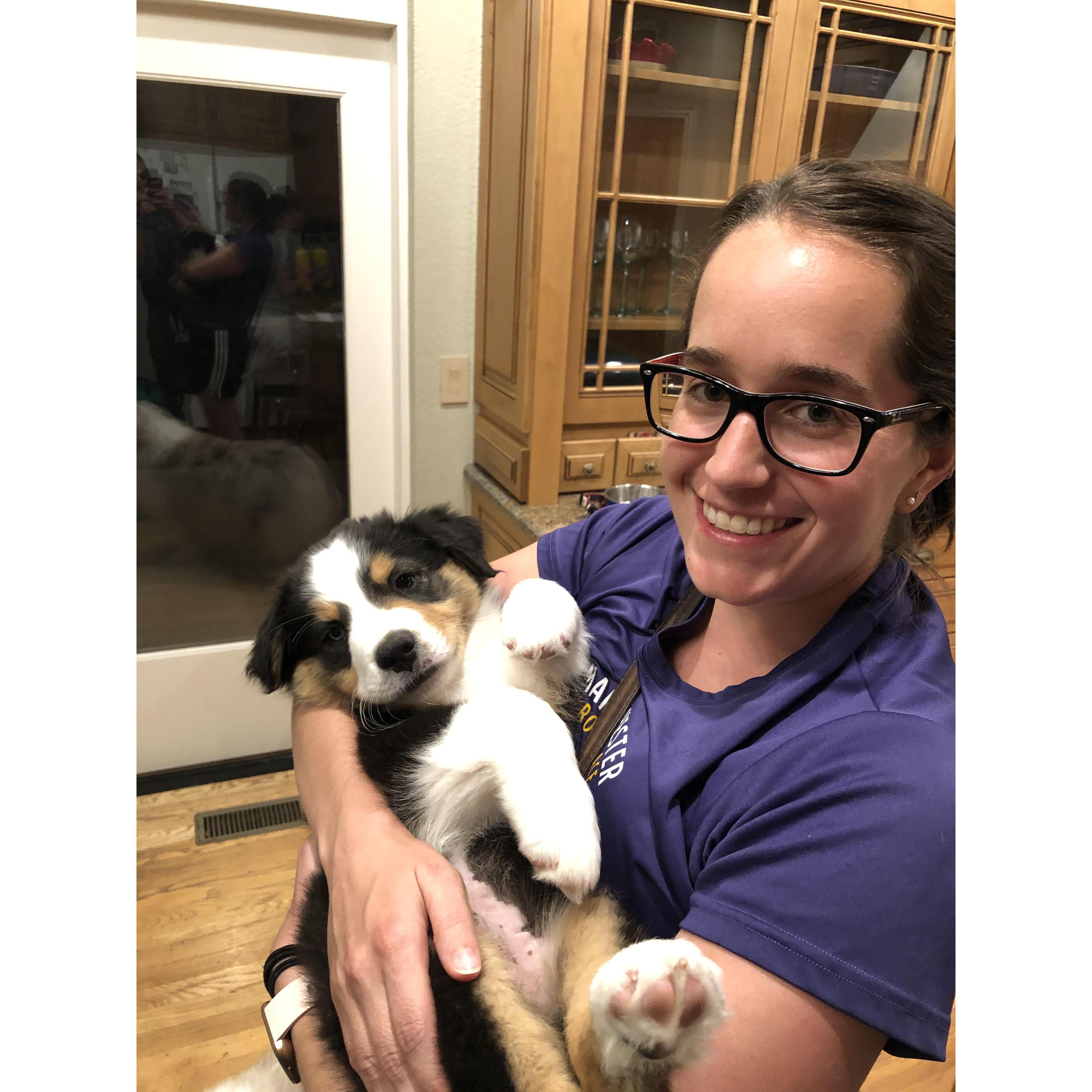 Lisa holding Phillip/Jennifer's cute puppy!