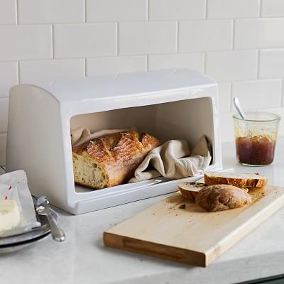 Williams Sonoma Ceramic & Wood Bread Box
