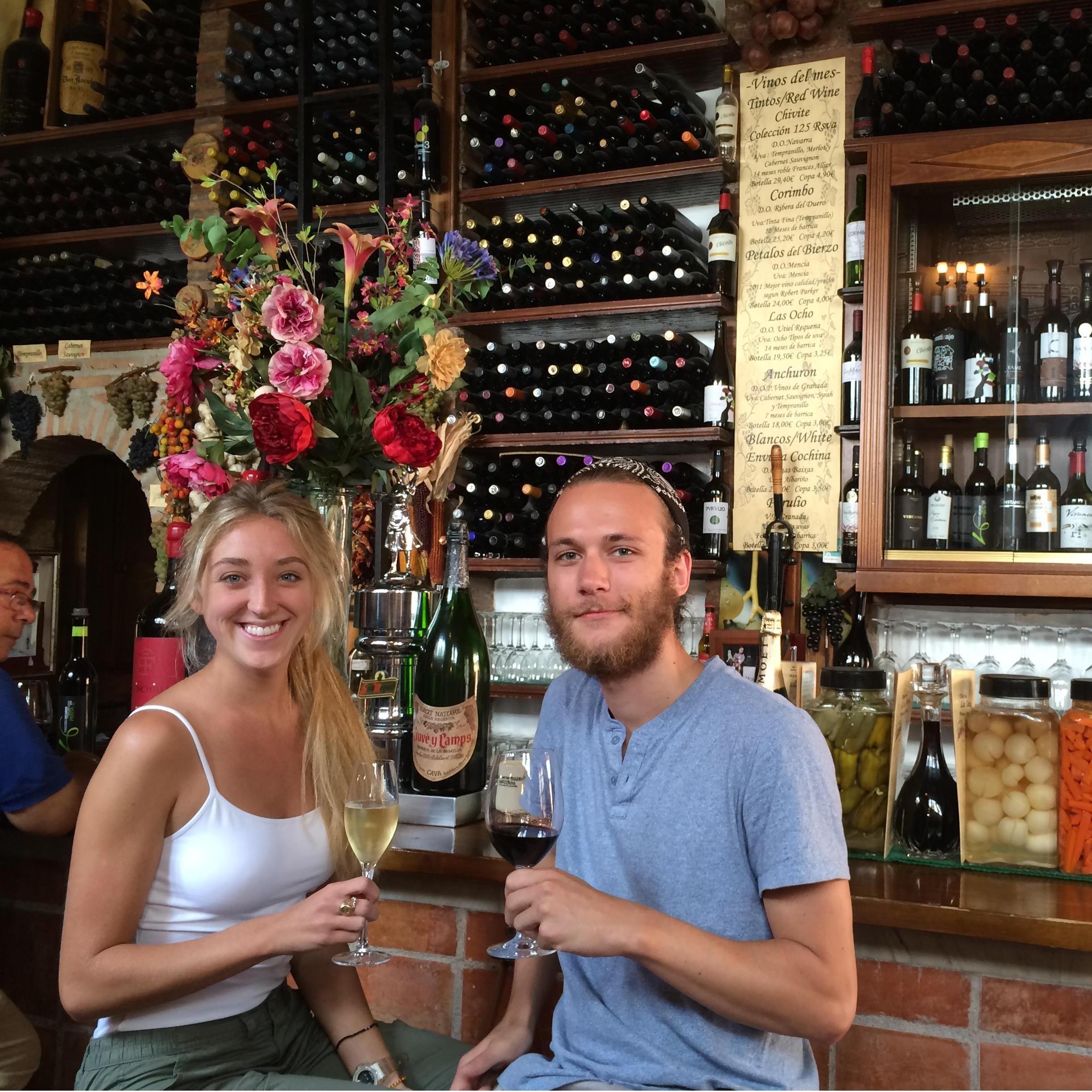 Cheers in Granada, Spain, one of our favorite places we have been together