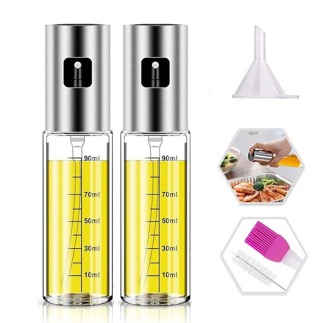 NIKKIER Oil Sprayer for Cooking,2 Pack 100ml Olive Oil Spritzer,Oil Sprayer for Air Fryer, Salad,BBQ,Roasting