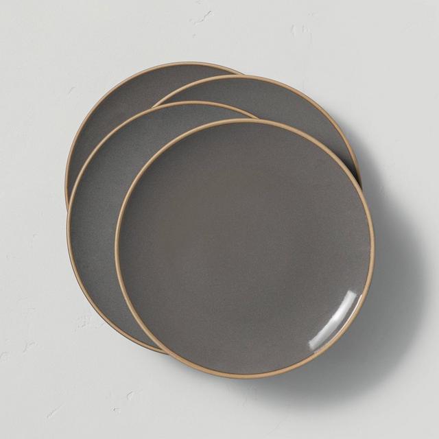 4pk Stoneware Exposed Rim Salad Plate Gray - Hearth & Hand™ with Magnolia