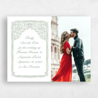 Laurel Green Wedding Save the Date - Pienza Landscape