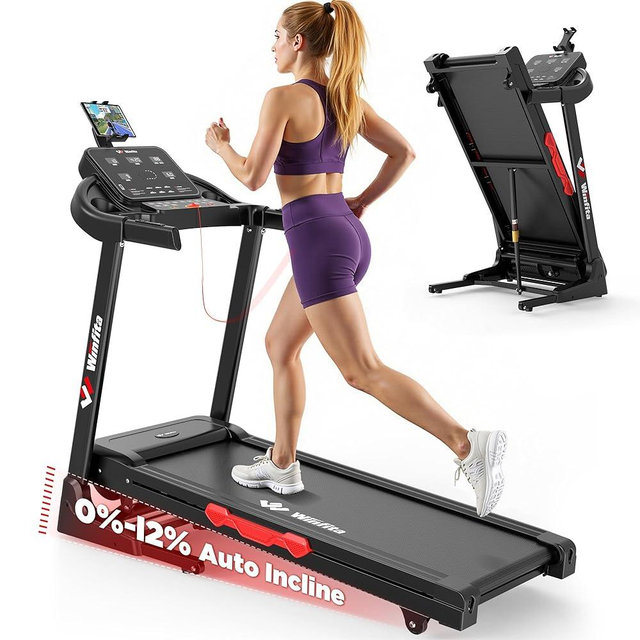 Winfita 3.5HP Folding Treadmills for Home with Incline Optional, 300 lbs Capacity, 8.0MPH Speed, 17'' Wide Belt, App Connection, 64 Programs, BMI Detector for Home Use