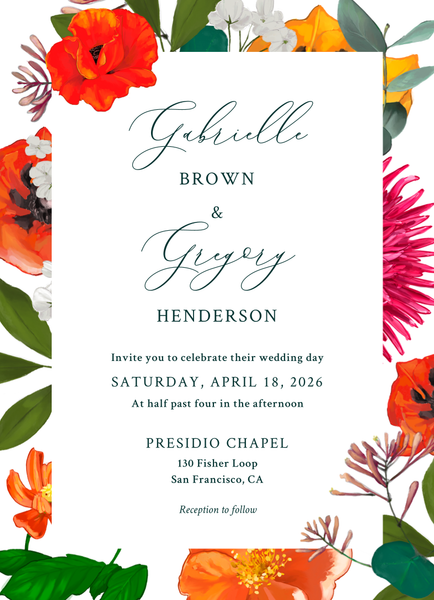 Blossom Portrait | Red | Zola Wedding Invitations