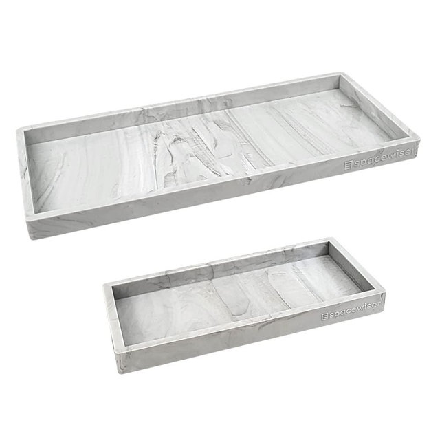 Spacewiser Countertop and Vanity Tray - 2 PC (11” and 7”) Shatterproof Silicone Kitchen and Bathroom Trays for Counter, Kitchen Sink Soap Dispenser Tray, Vanity Trays for Bathroom, Perfume Key Tray