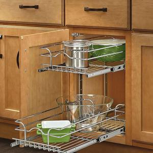 Rev-A-Shelf 5WB2-0918-CR Base Cabinet Pullout 2 Tier Wire Basket Reduced Depth Sink & Base Accessories, 9 W x 18 D-Inches