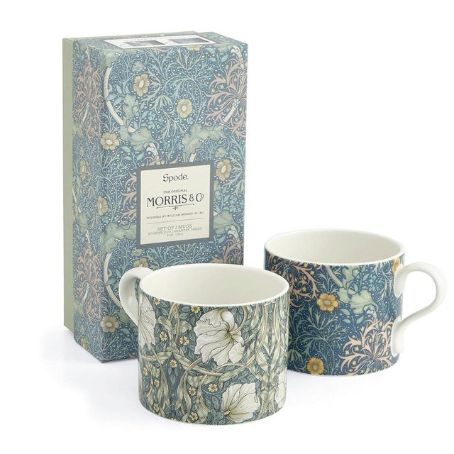 Portmeirion Home & Gifts Spode Morris & Co Pimpernel and Seaweed Design Set of 2 Mugs Boxed, Multi Coloured (MCOK8726-XG)