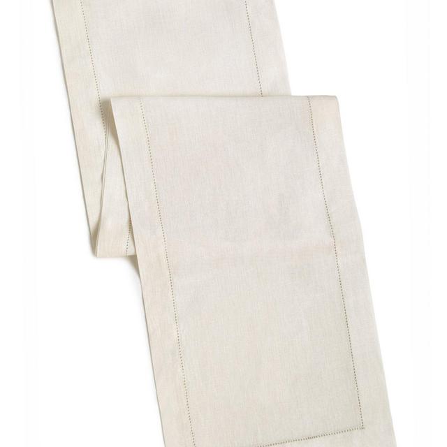 100% Linen Hemstitch Table Runner - Size 16x108 Ivory - Hand Crafted and Hand Stitched Table Runner with Hemstitch detailing. The pure Linen fabric works well in both casual and formal settings
