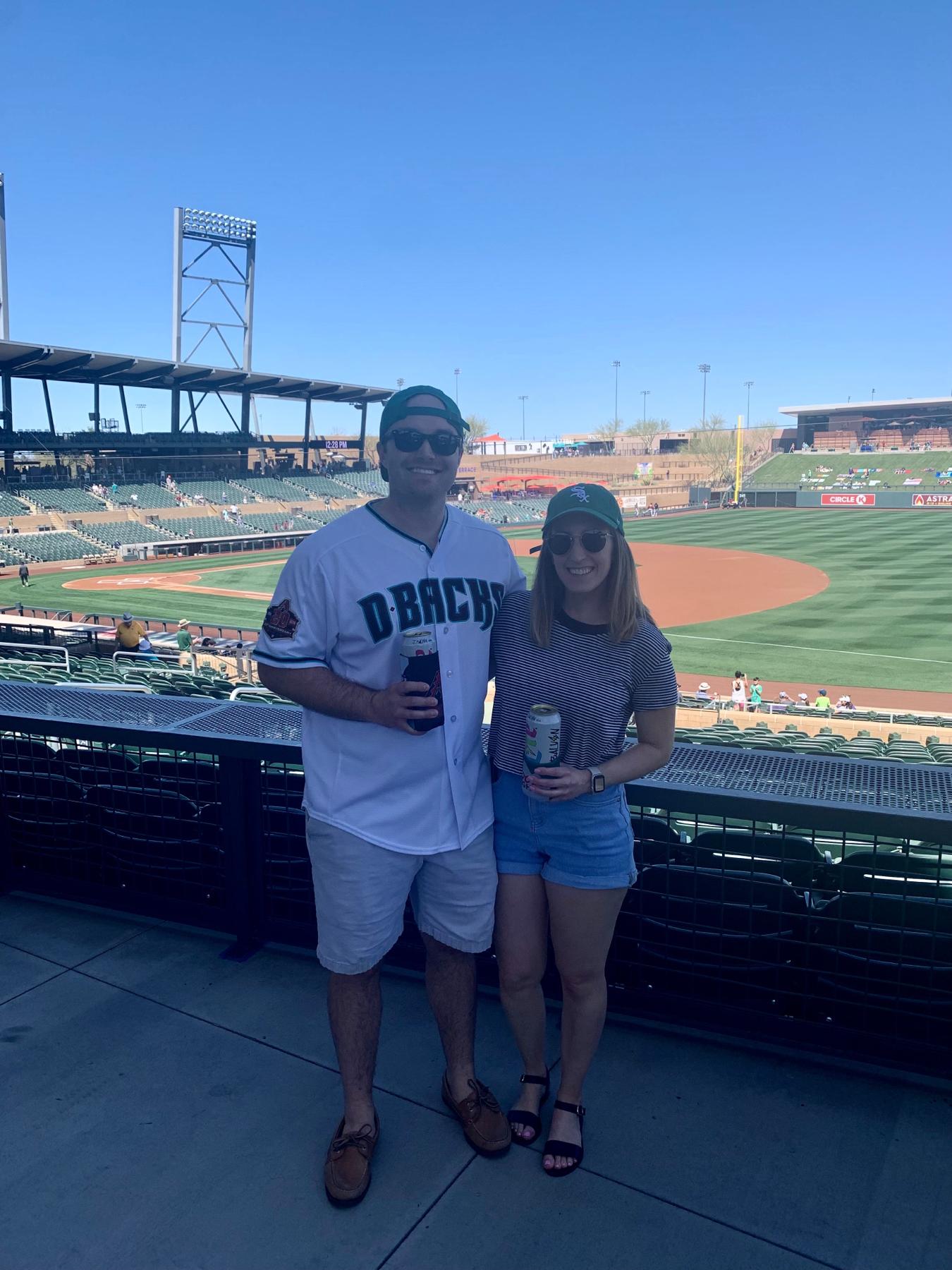 Celebrating our dating anniversary on St.Pattys day at Spring Training