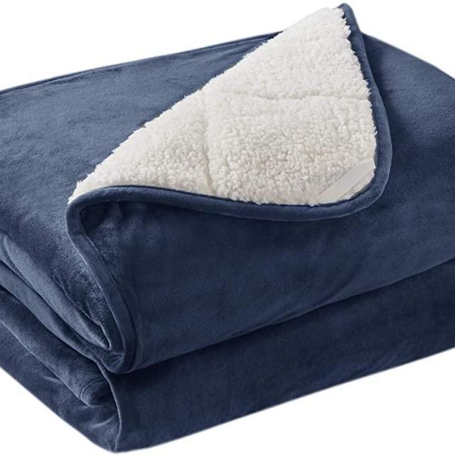 Degrees of Comfort 12 Lb Sherpa Luxurious Weighted Blanket for Sleep, Soft Heavy Throw for Adult, 48x72 Twin Size, Navy Blue, 12lbs