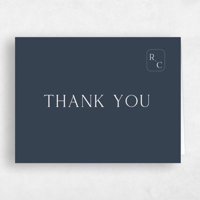 Grayed Navy, Blue Wedding Thank You - Altair Landscape