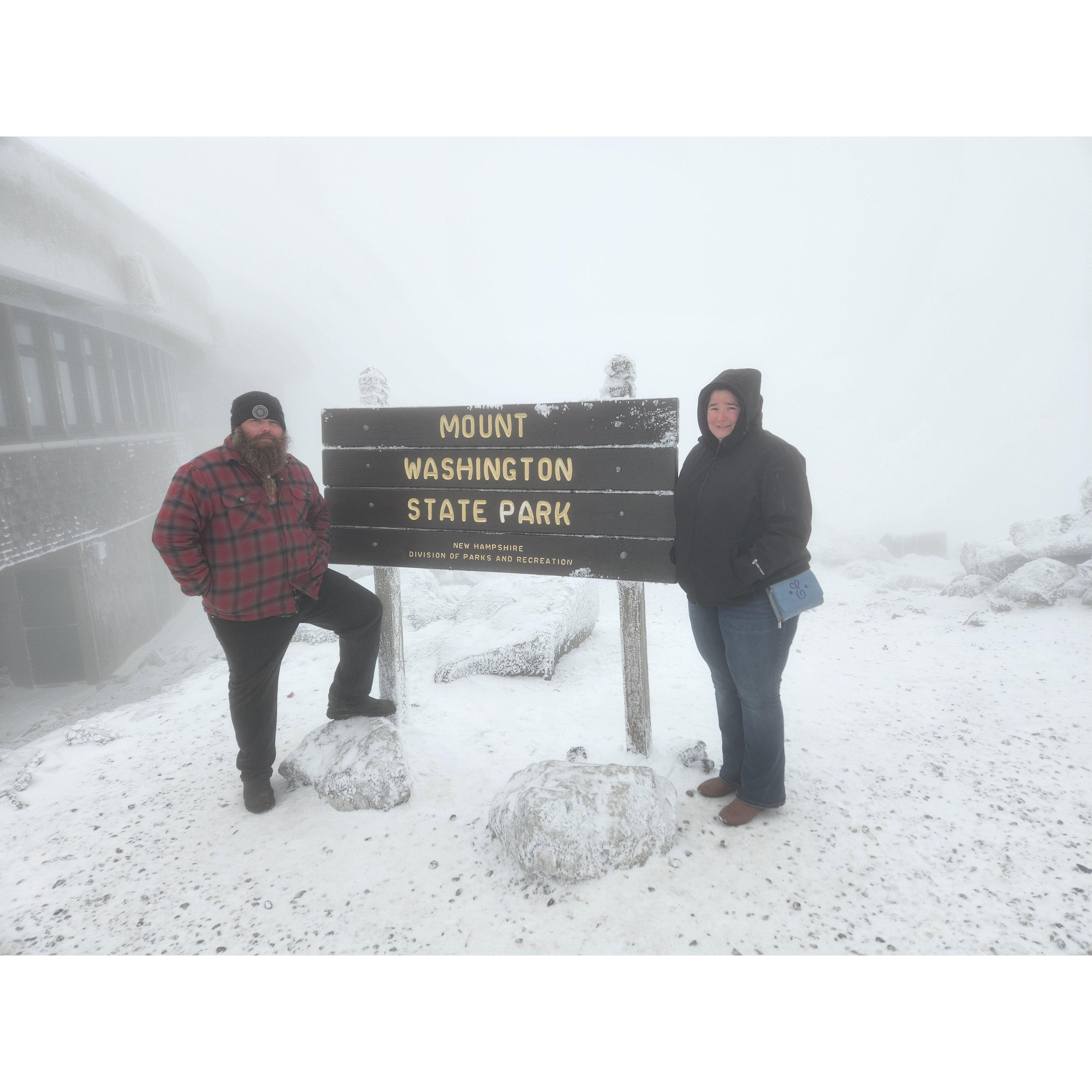 At the summit of Mt Washington in New Hampshire