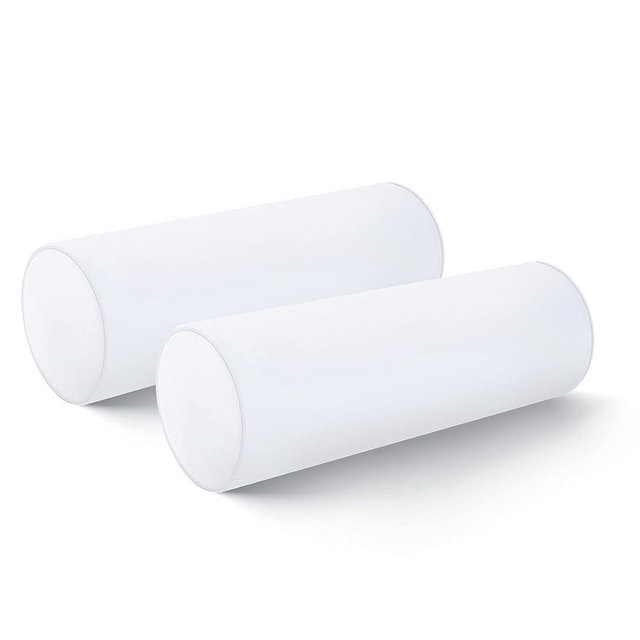 Hofdeco Premium Bolster Pillow Inserts Set of 2, 7"x22" (for Cover Size 6"x20") Water Resistant Synthetic Down Alternative Sham Stuffer for Patio, Bench, Garden, White