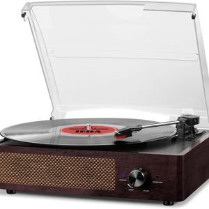 Vinyl Record Player Turntable with Built-in Bluetooth Receiver & 2 Stereo Speakers, 3 Speed 3 Size Portable Retro Record Player for Entertainment and Home Decoration