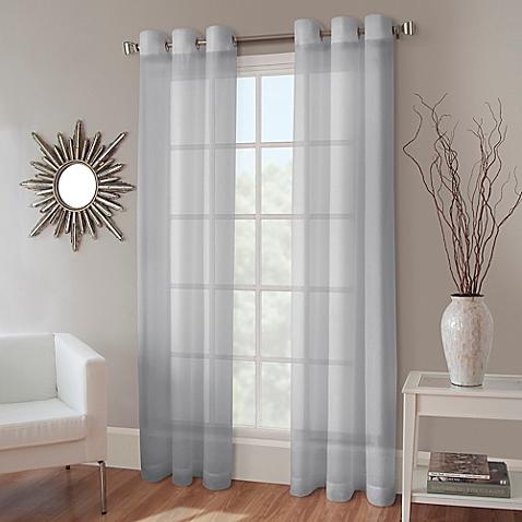 Crushed Voile 95-Inch Grommet Top Sheer Window Curtain Panel in Pearl Blue