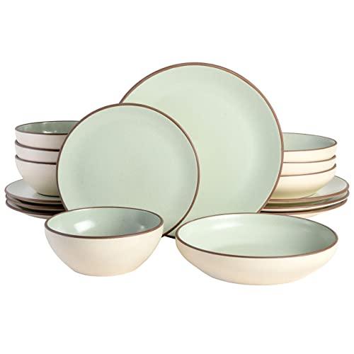 Gibson Elite Contempo Classic Double Bowl Dinnerware Set, Service for 4 (16pcs), Mint