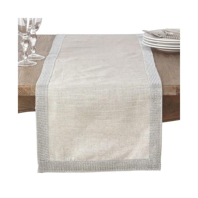Saro Lifestyle Jeweled Trim Studded Design Table Runner