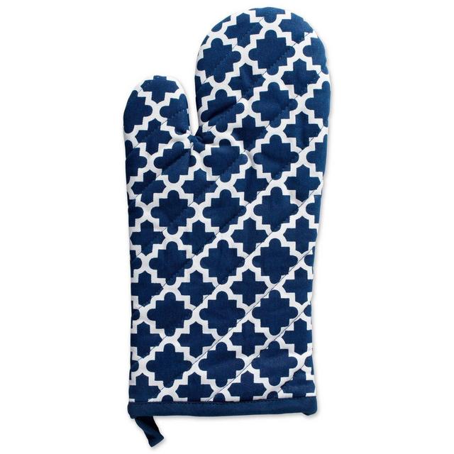 2pk Cotton Lattice Oven Mitt Set Blue - Design Imports