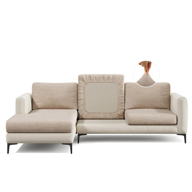 Nolan Interior Miracle Sofa Cover - Plush Back Cushion Cover with Ultra-Soft, Stretchy, Thick Chenille Fabric - Pet Proof, Stain Safe, Easy Fit, Easy Wash - Small, Latte