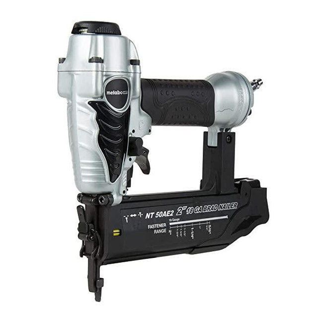 Metabo HPT - NT50AE2M Brad Nailer, Pneumatic, 18 Gauge, 5/8-Inch up to 2-Inch Brad Nails, Tool-less Depth Adjustment, Selective Actuation Switch, 5-Year Warranty (NT50AE2)