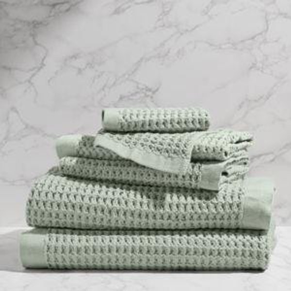 Supima® Waffle 6pc Bath Towel Bundle - Sage