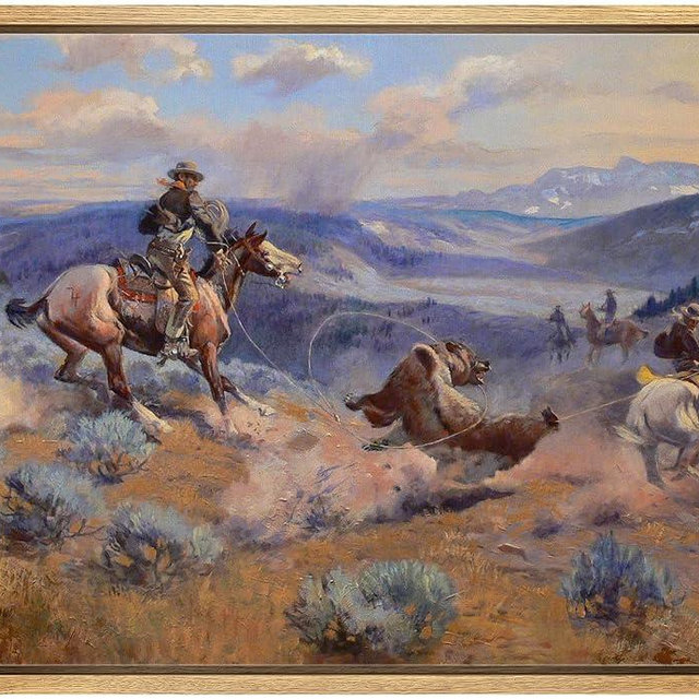 wall26 Framed Canvas Print Wall Art Swift Horses are Surer Than Lead by Charles Russell Animals Wildlife Illustrations Realism Nature Chic Colorful for Living Room, Bedroom, Office - 16"x24" Natural