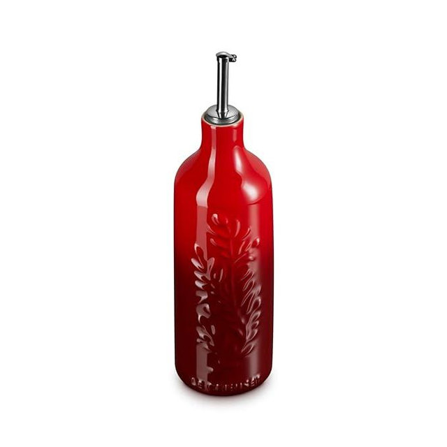 Le Creuset Stoneware Olive Branch Collection Oil Cruet, 20 oz., Cerise