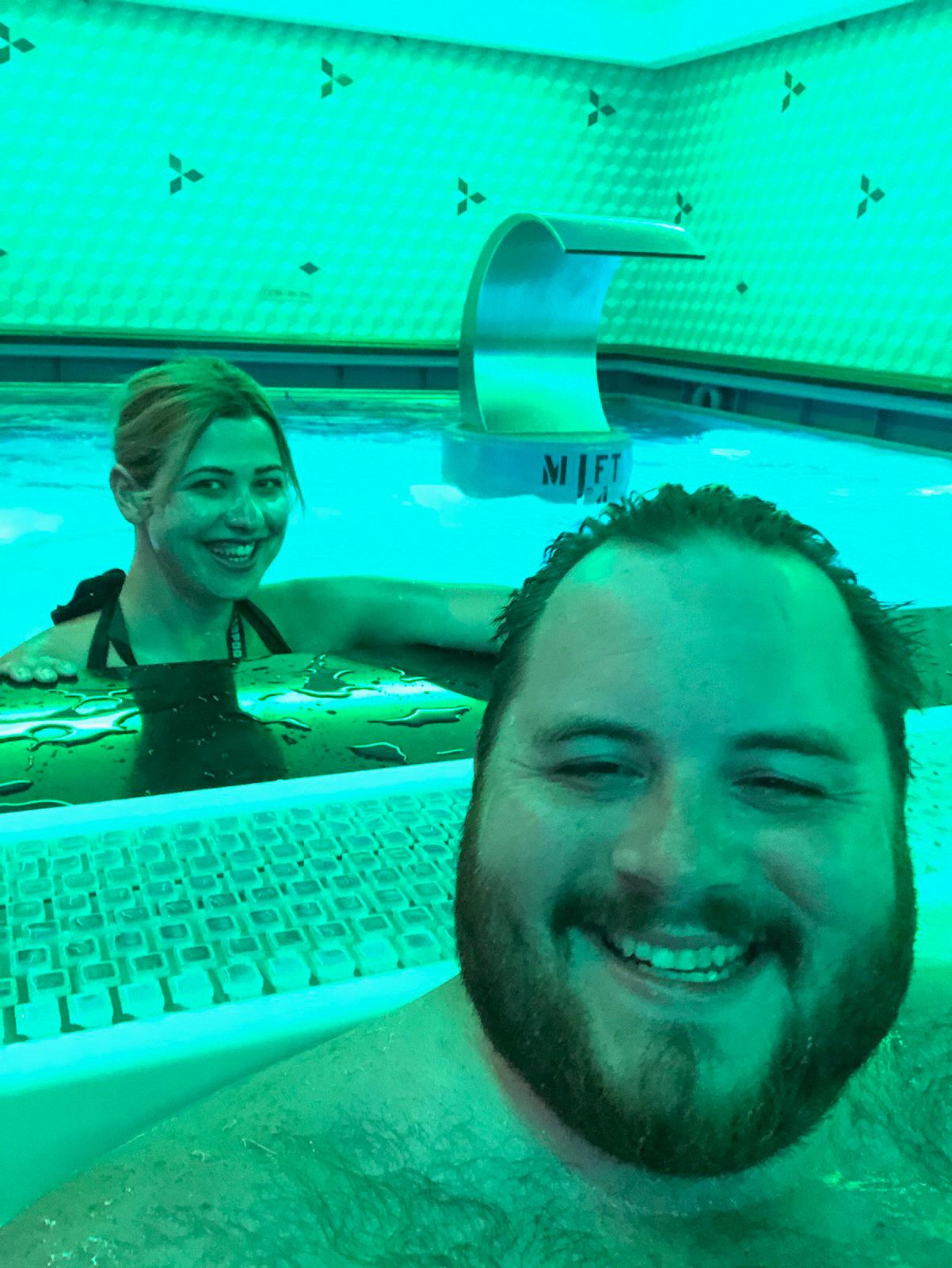 Norwegian cruise from 2019. Bride and groom in the spa.