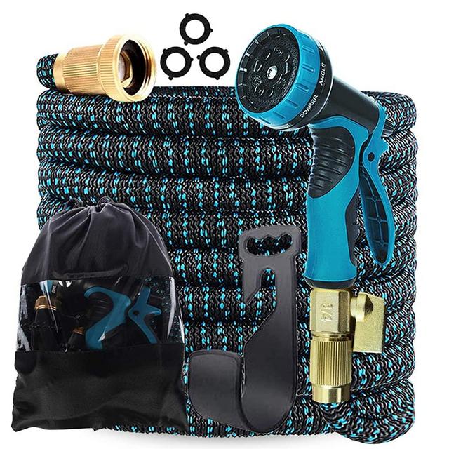 Gardguard 25ft Garden Hose Expandable: Expandable Water Hose with Durable 3-Layers Latex and 10 Function Nozzle, Durable Flexible Water Hose with Solid Fittings, Best Choice for Watering and Washing