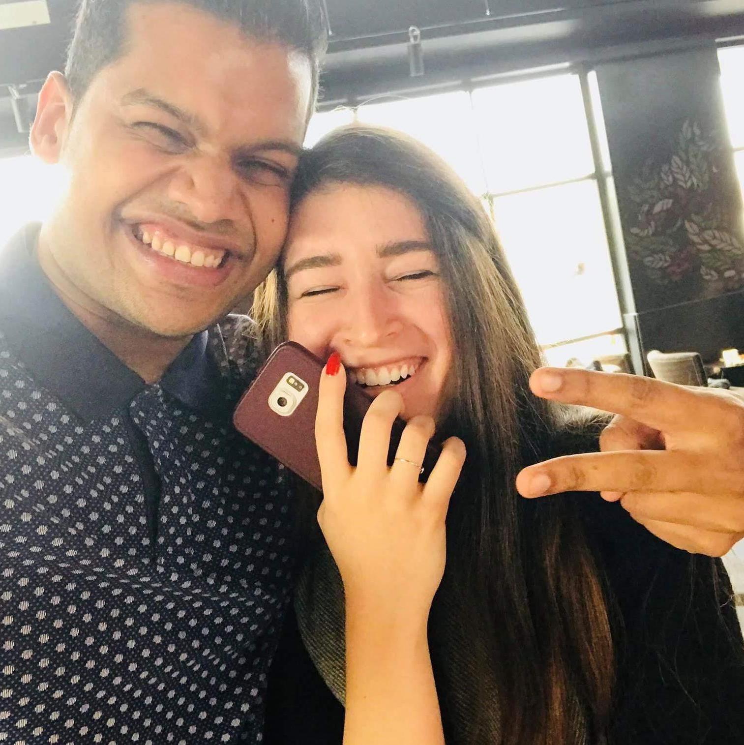 They were at Starbucks, Gabriela was off that day but had just received a call from Sheraton asking to come cover a shift. Guess who was on shift that afternoon? Yes, Agnello.