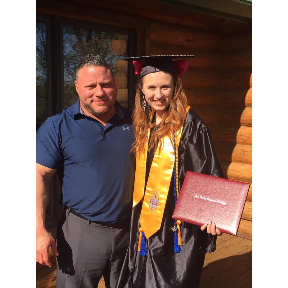 Andy helping me celebrate when I finally graduate from college - circa 2017