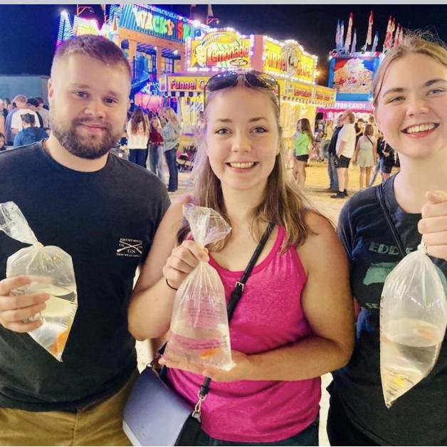 Winning goldfish at the fair