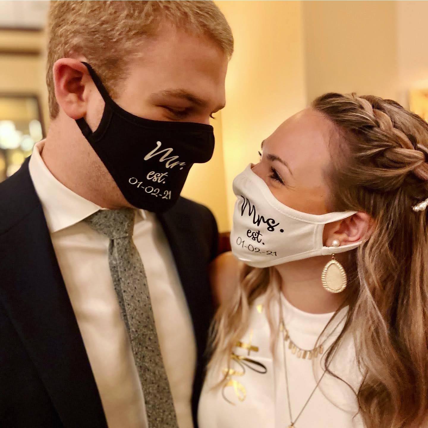 Pre-wedding fun! Thanks Mama Wehe for our fun masks to represent the time we are in right now!