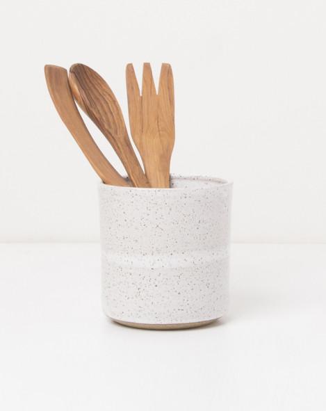 White Speckled Utensil Holder