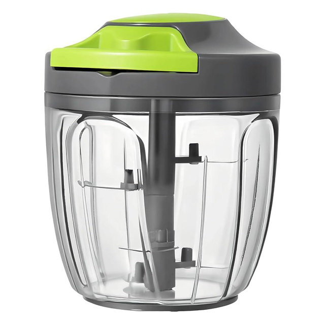 Manual Food Processor Vegetable Chopper, Portable Hand Pull String Garlic Mincer Onion Cutter for Veggies, Ginger, Fruits, Nuts, Herbs, etc., 900ml-Gray