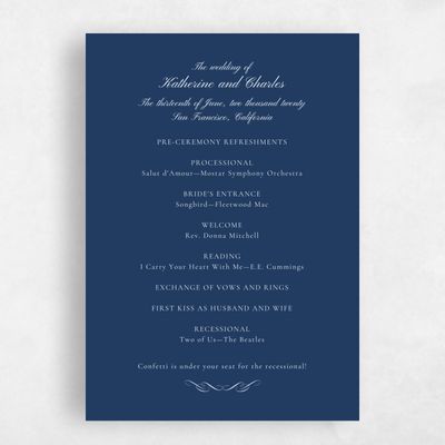 Navy, Blue Wedding Program - Abbey